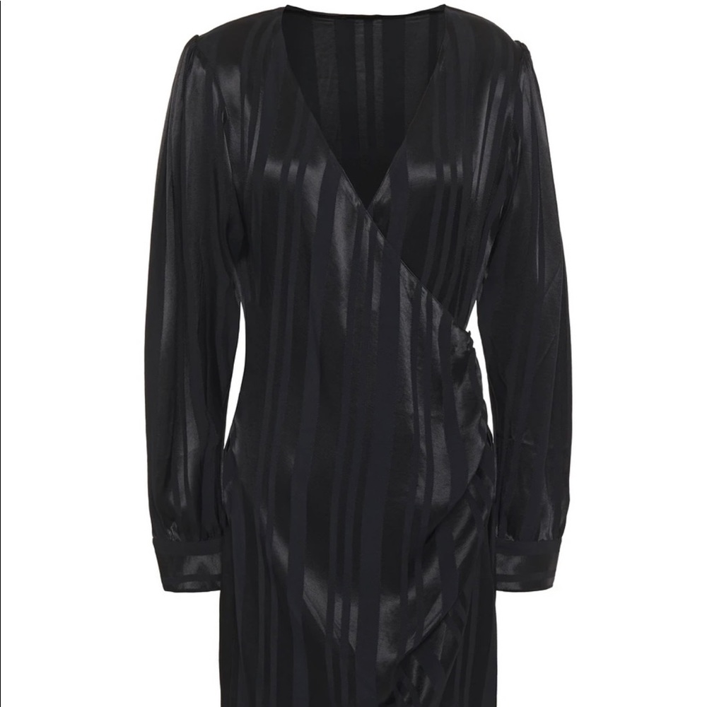 Anine Bing striped satin-jacquard mini wrap dress. 100% viscose